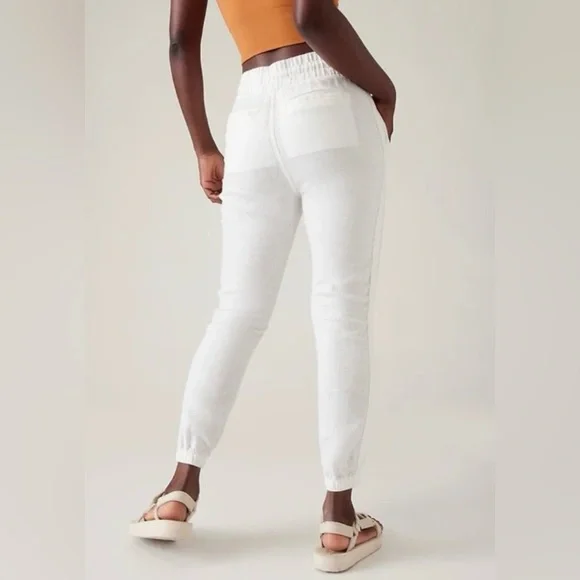 NWT Athleta White Cabo Linen Joggers size 12 - Picture 11 of 12